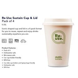 Aladdin Re-Use Sustain Cup Tekrar Kullanılabilen 4lü Kamp Bardağı - Thumbnail