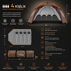 Argeus Iglo 4 Kişilik Otomatik Kurulum Kamp Çadırı - 6