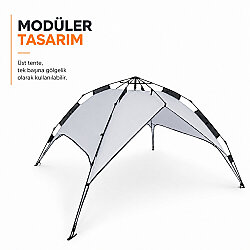 Argeus Infinity 3 Kişilik Otomatik Kurulum Kamp Çadırı Gri 200x200x130cm - 8