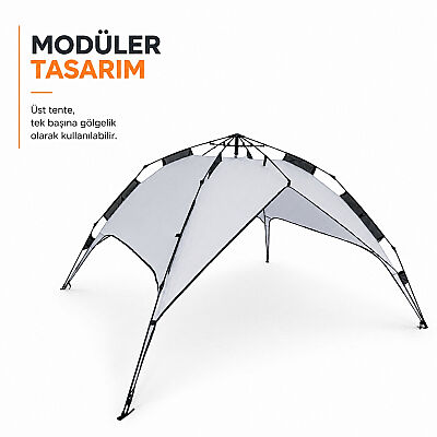 Argeus Infinity 3 Kişilik Otomatik Kurulum Kamp Çadırı Gri 200x200x130cm - 8