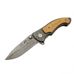 BROWNING - Browning Damascus Desenli Çakı 19,5cm Ahşap