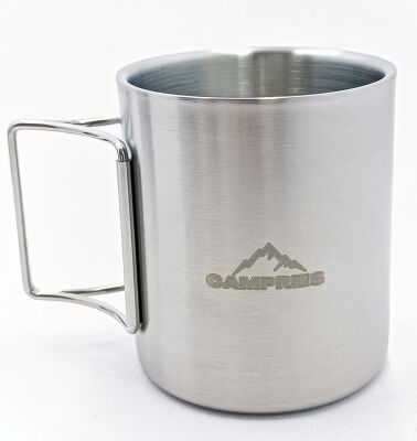 Campreis Çift Cidarlı Çelik Kamp Kupası 400Ml - 1