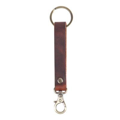 El Yapımı Deri Kancalı Anahtarlık Koyu Kahve - 1