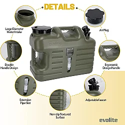 Evolite Deep İçme Suyu Taşıma Bidonu Musluklu Haki 18,5Lt BPAfree - 5
