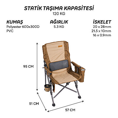 FreeCamp Foster Plus Buzluklu Katlanır Sandalye Kahve - 6