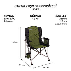 FreeCamp Huxley Trail Hafif Katlanır Sandalye Haki - 6