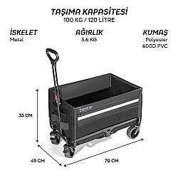 FreeCamp Nest 300 Katlanır Kilit Tekerli Kamp Arabası - 5