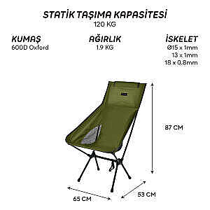 FreeCamp Waylay Bisikletçiler İçin Katlanır Ufak Sandalye Haki - 4