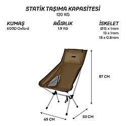 FreeCamp Waylay Bisikletçiler İçin Katlanır Ufak Sandalye Kahve - 5