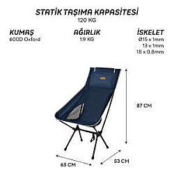 FreeCamp Waylay Bisikletçiler İçin Katlanır Ufak Sandalye Lacivert - 5