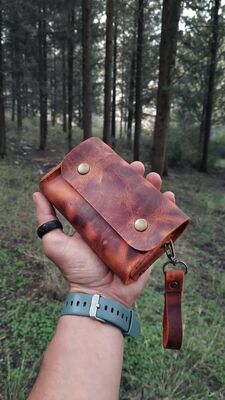 Go Bear Bushcraft Baharatlık Deri Kılıflı Kızıl