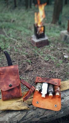 Go Bear Bushcraft Baharatlık Deri Kılıflı Kızıl - 4