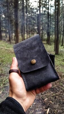 Go Bear Bushcraft Yağlık Deri Kılıflı Siyah