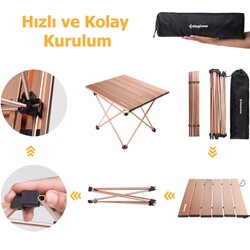 KingCamp Ultralight Katlanır Kamp Masası M Alüminyum - Thumbnail