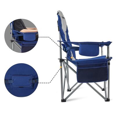 KingCamp Deluxe Katlanır Kamp Sandalyesi Mavi Gri