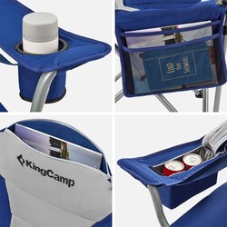 KingCamp Deluxe Katlanır Kamp Sandalyesi Mavi Gri - Thumbnail