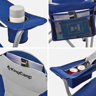 KingCamp Deluxe Katlanır Kamp Sandalyesi Mavi Gri