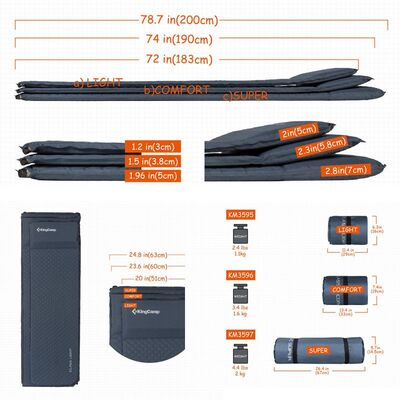 Kingcamp Dark Gray Blue Classic Light Şişme Mat 3Cm - 2