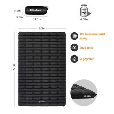 Kingcamp Super Comfort Double Çift Kişilik Şişme Yatak Siyah - 3