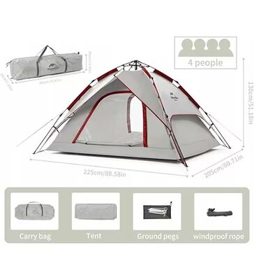 Naturehike Otomatik Çadır 3/4 Kişi Gri Kırmızı - 2