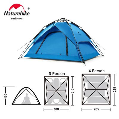 Naturehike Otomatik Çadır 3/4 Kişi Mavi