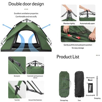 Naturehike Otomatik Çadır 3/4 Kişi Mavi - 3