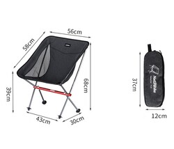 Naturehike Ultralight Katlanır Kamp Sandalyesi Siyah - Thumbnail