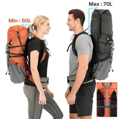Night Cat DSB-8011 70 Litre Ultralight Su Geçirmez Sırt Çantası - Siyah - 4