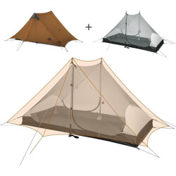 Night Cat Lanshan-2 2 Kişilik 4 Mevsim Ultralight Çadır - Haki - 5