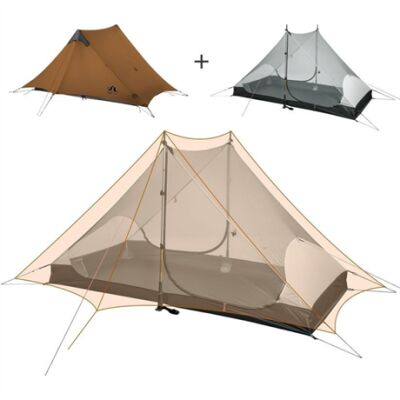 Night Cat Lanshan-2 2 Kişilik 4 Mevsim Ultralight Çadır - Haki - 5