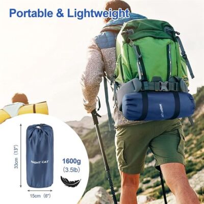 Night Cat QD-02 Çift Kişilik Dahili Pompalı Ultralight Şişme Mat - Yeşil - 2