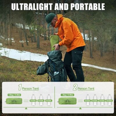 Night Cat ZP-U2 1 Kişilik 4 Mevsim Alüminyum Ultralight Çadır - Yeşil - 6
