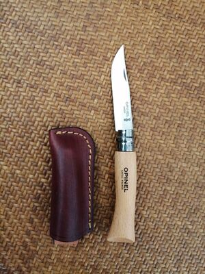 Opinel Inox Çakı Kayın Saplı Gerçek Deri Kılıflı No:7