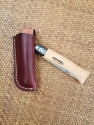 Opinel Inox Çakı Kayın Saplı Gerçek Deri Kılıflı No:7 - Thumbnail