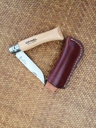 Opinel Inox Çakı Kayın Saplı Gerçek Deri Kılıflı No:7 - Thumbnail