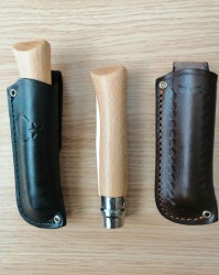 Opinel Inox Çakı Kayın Saplı Gerçek Deri Kılıflı No:10 - OPINEL