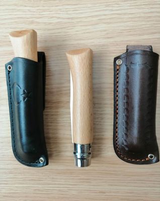 Opinel Inox Çakı Kayın Saplı Gerçek Deri Kılıflı No:10