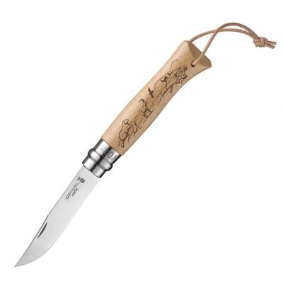 Opinel Inox Kayın Saplı İşlemeli Çakı No:8 - 1
