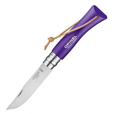 Opinel Inox Trekking Çakı Deri Kordonlu No:7 Mor - 1