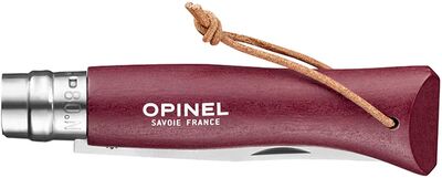 Opinel Inox Trekking Çakı Deri Kordonlu No:8 Bordo