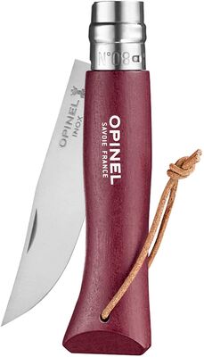 Opinel Inox Trekking Çakı Deri Kordonlu No:8 Bordo