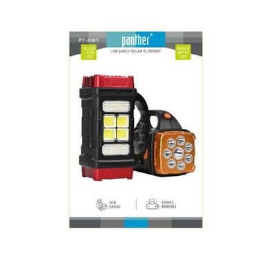 Panther PT-8167 USB Şarjlı Solar El Feneri - 3