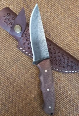 Safir SD5 Damascus Çelik Av Bıçağı Deri Kılıflı - 3