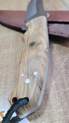 Safir Knife - Safir SZ1 Zeytin Saplı Av Kamp Bıçağı Deri Kılıflı
