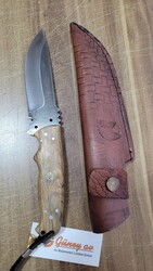Safir SZ1 Zeytin Saplı Av Kamp Bıçağı Deri Kılıflı - Thumbnail