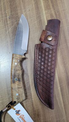 Safir SZ10 Zeytin Saplı Av Kamp Bıçağı Deri Kılıflı