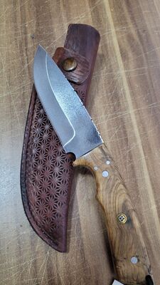 Safir SZ10 Zeytin Saplı Av Kamp Bıçağı Deri Kılıflı