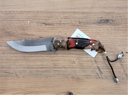 Safir SZ13 Zeytin Saplı Av Kamp Bıçağı Deri Kılıflı Kırmızı Epoksi Desenli - 2
