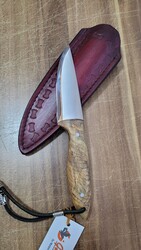 Safir Knife - Safir SZ2 Zeytin Saplı Av Kamp Bıçağı Deri Kılıflı