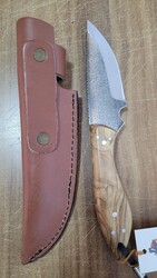 Safir Knife - Safir SZ5 Zeytin Saplı Av Kamp Bıçağı Deri Kılıflı